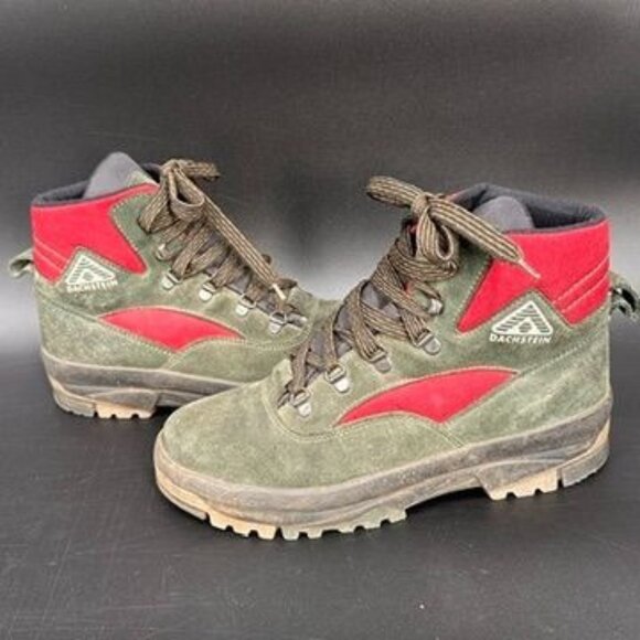 Dachstein Suede Green Red Boots Hiking Mountaineer Size 41 Boot Rampo Italy 10 U - Picture 1 of 13